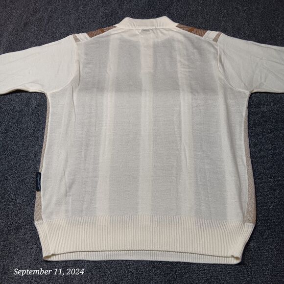 Steve Harvey Henley Sweater Adult Large Brown White Striped Knit - Picture 6 of 7